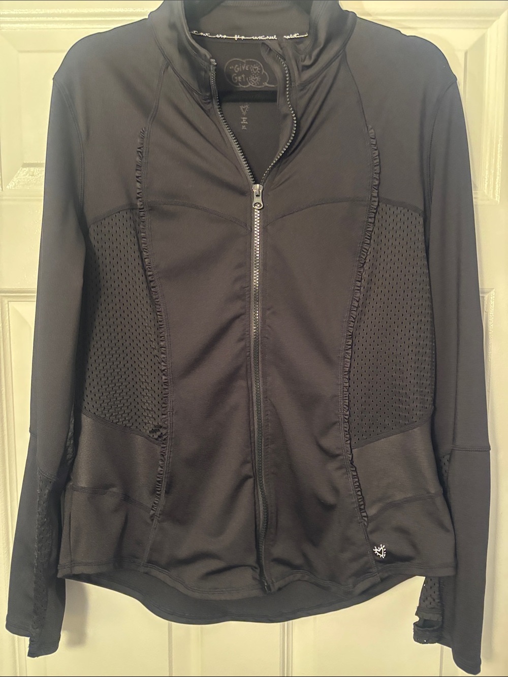 Betsey Johnson Black Full-Zip Mesh Panel Jacket